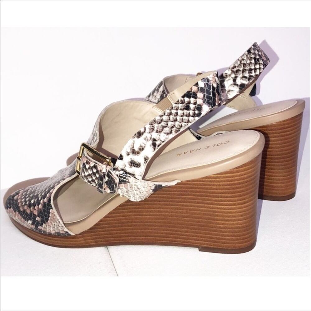 Cole Haan B&W Python Leather Open Toe Ankle Strap… - image 4